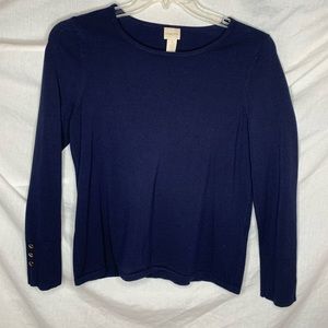 Chico’s navy blue long sleeve sweater brass buttons on sleeves size 1